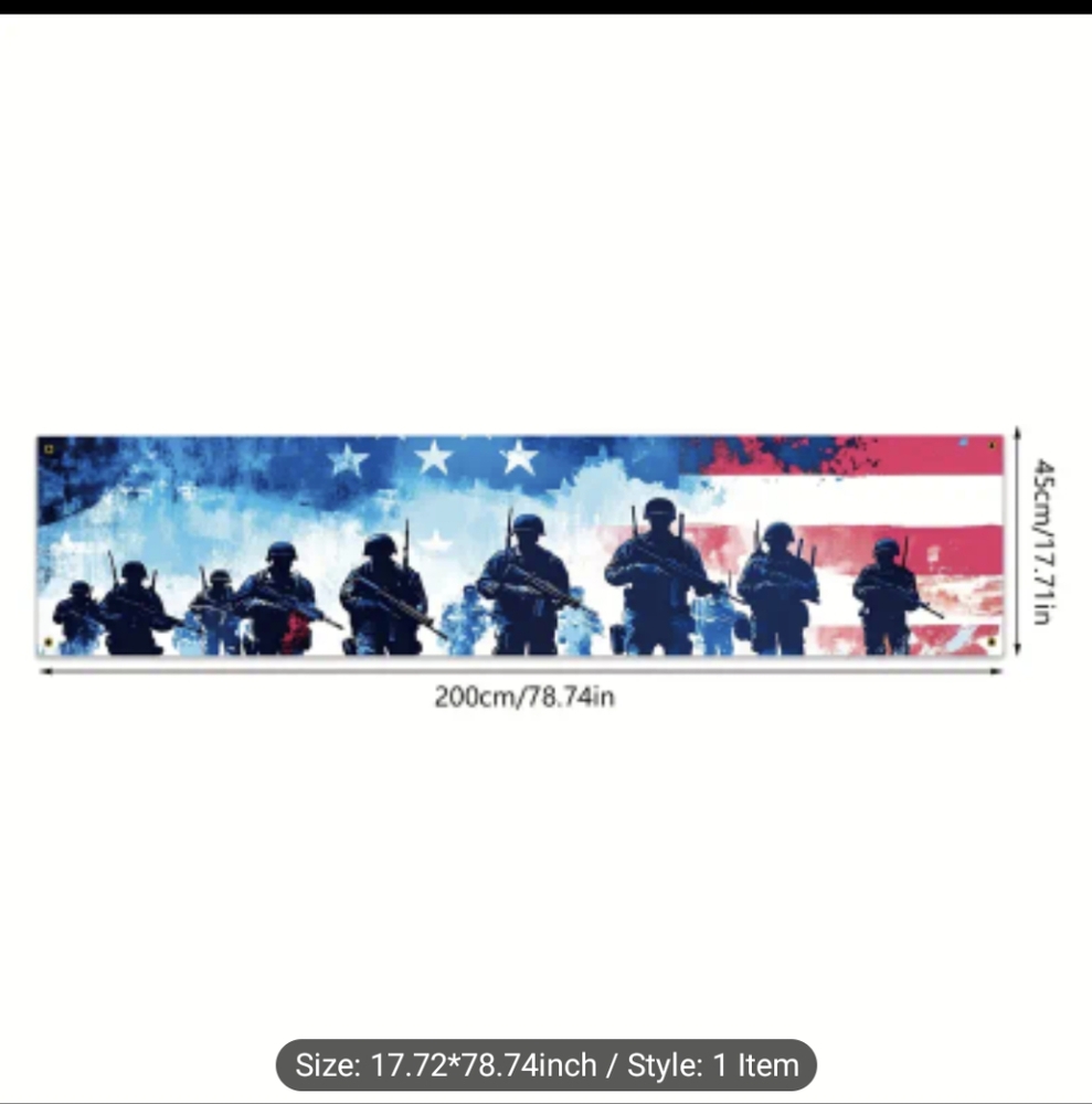 Patriotic Wall Banner with Soldiers in Blue and Red